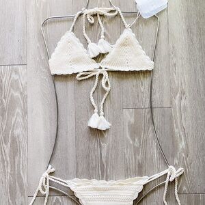 Chic Cream Crochet Bikini Set